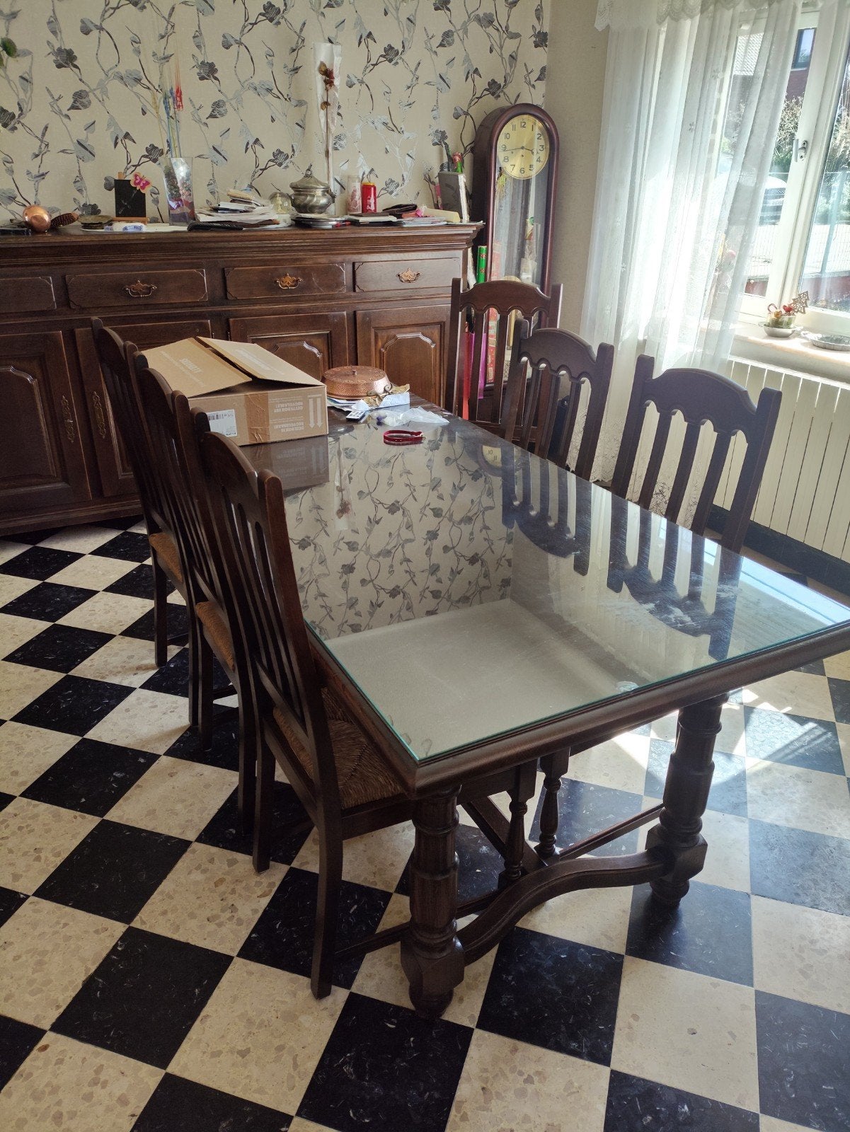 Salle à manger complète en chêne, Maison & Meubles, Utilisé, Ancien, 6 à 8 chaises