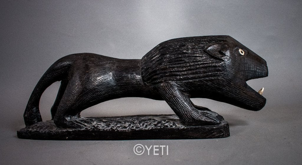 Lion design en ébène de 23 cm de long, Enlèvement