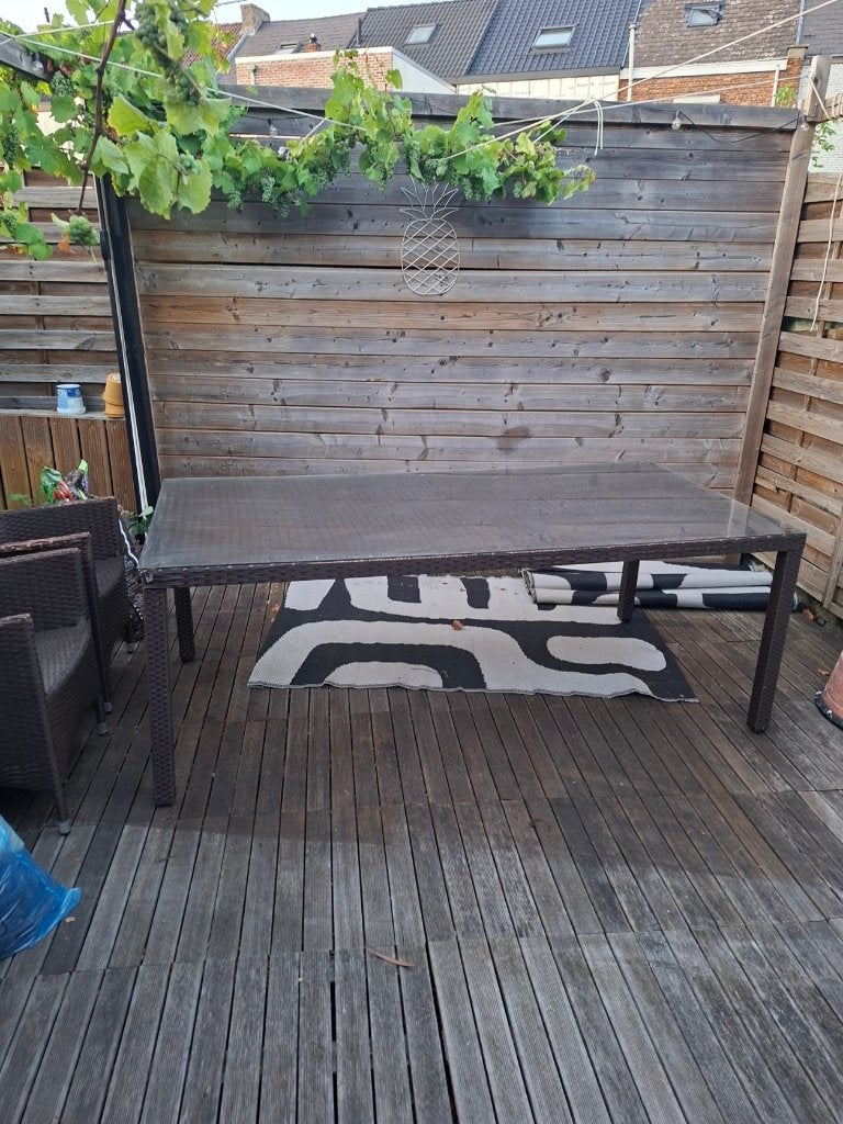 tuintafel met stoelen, Ophalen, Gebruikt, Rechthoekig, Wicker