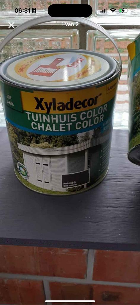Verf Xyladecor houtbeits berkengrijs, Doe-het-zelf en Bouw, Ophalen, Nieuw, Grijs, Verf