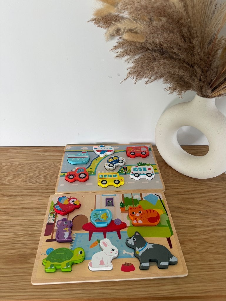 2 houten puzzels, Enlèvement, Moins de 10 pièces, Comme neuf, 2 à 4 ans