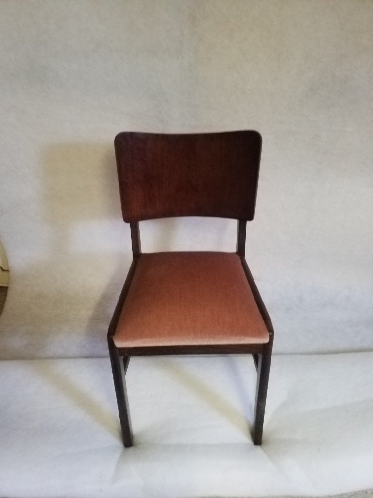 Chaise à l'ancienne, marron foncé, recouverte de tissue roze, Maison & Meubles, Antiek, Brun, Enlèvement, Utilisé