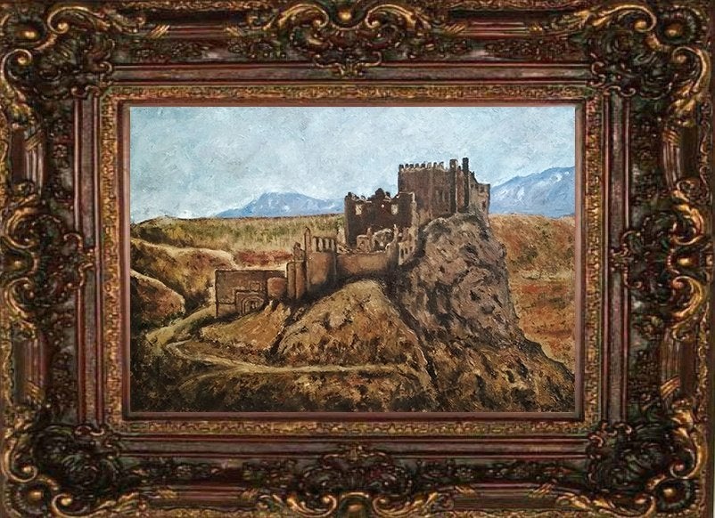 "Verlaten citadel"  Schilderij, Antiek en Kunst, Kunst | Schilderijen | Klassiek, Verzenden