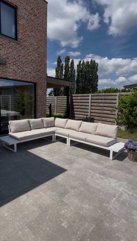 Loungeset Extrerioo - Wit & Beige, Tuin en Terras, Tuinsets en Loungesets, Ophalen, 6 zitplaatsen, Aluminium, Zo goed als nieuw