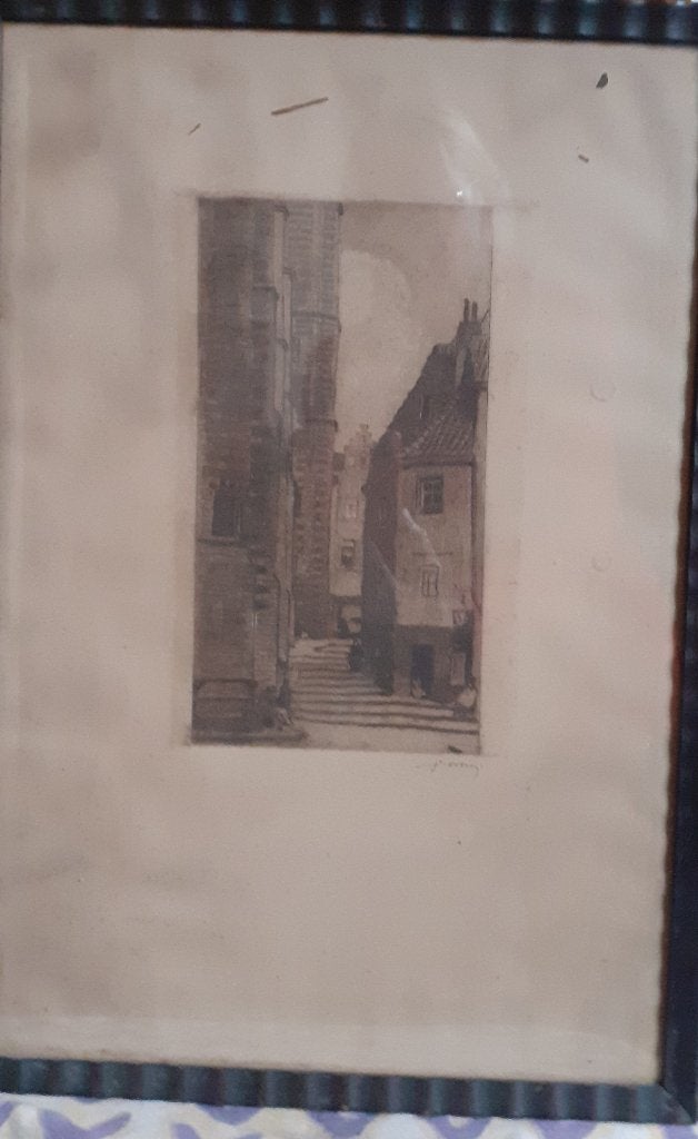 Gravure colorée, boucherie d'Anvers, Antiquités & Art, Art | Eaux-fortes & Gravures, Eau-forte, Encadré, Vue urbaine, Enlèvement