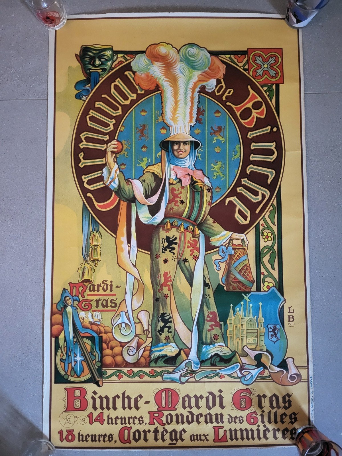 Poster: Carnaval van BINCHE, Gilles, Mardi Gras, Ophalen of Verzenden