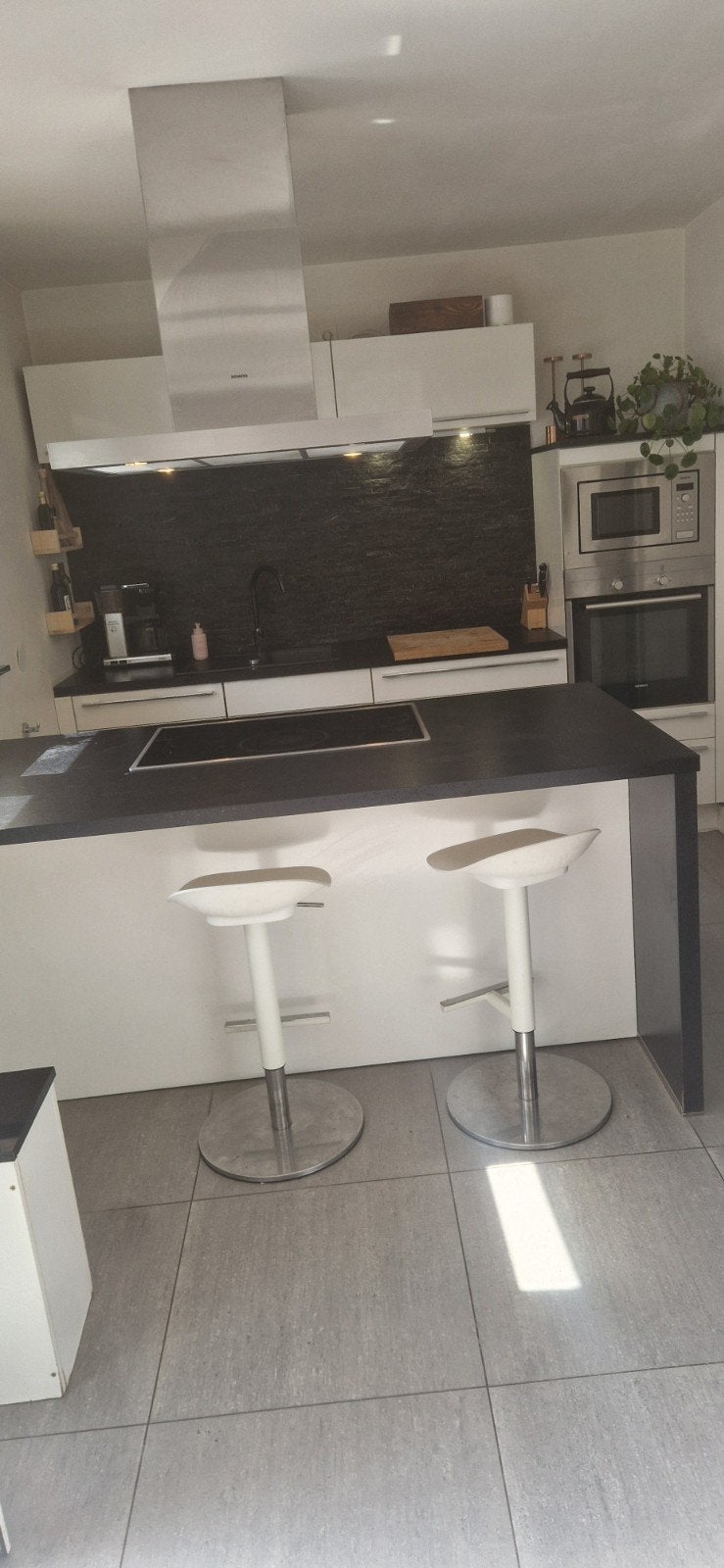 design hoogglans keuken met keuken eiland, Enlèvement, Blanc