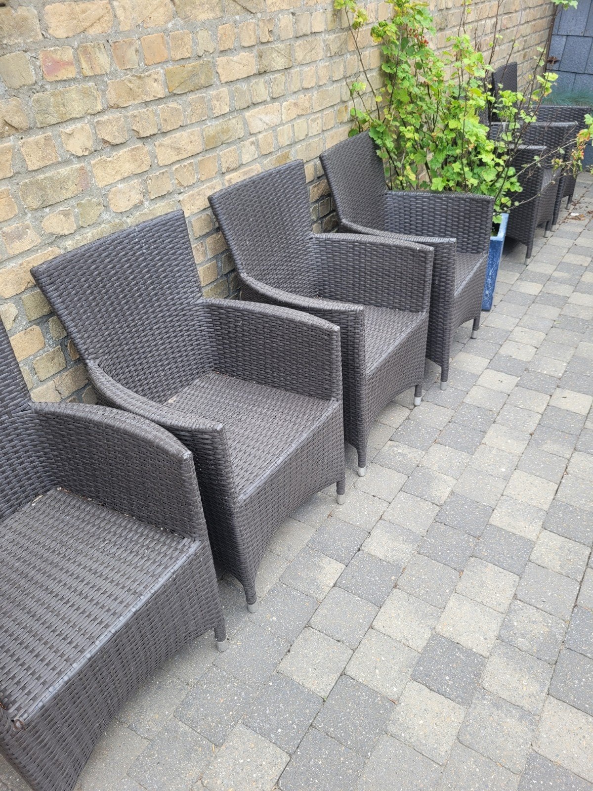 6 donker bruine tuinzetels in zeer mooie staat, Tuin en Terras, Tuinsets en Loungesets, Ophalen