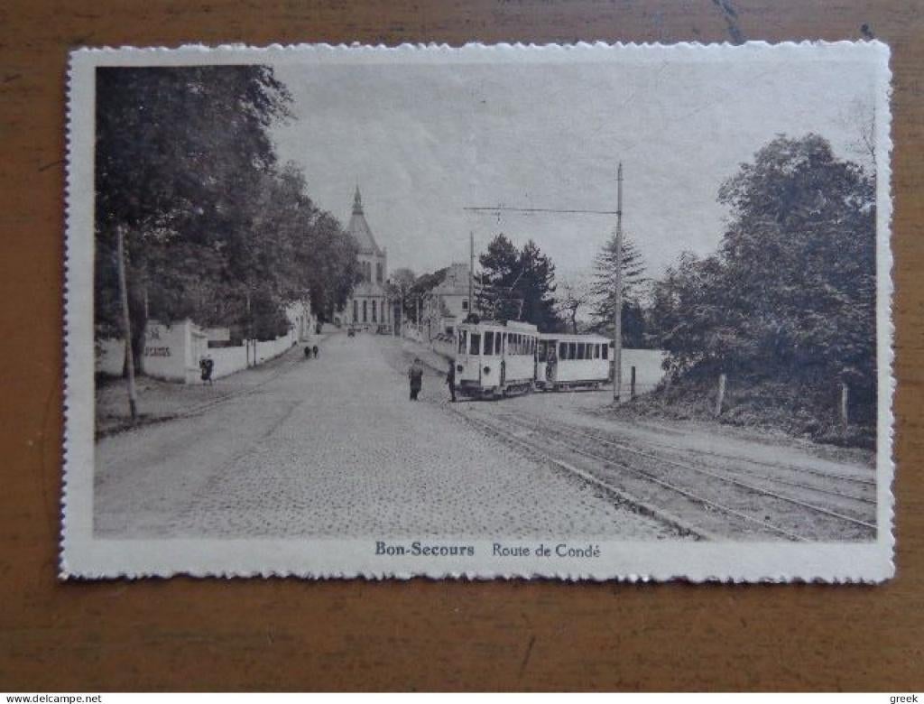 Postkaart Bonsecours, Route de Condé, Verzenden, Ongelopen, Henegouwen