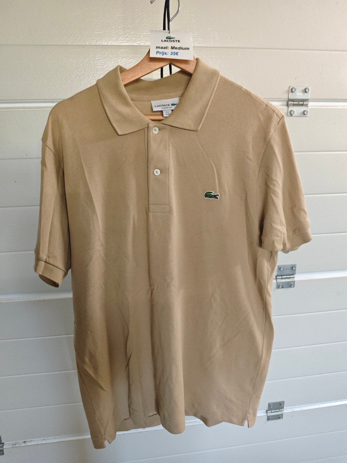 Lacoste polo beige, maat medium, Ophalen, Beige