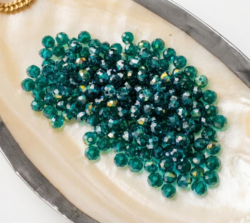 lot kralen donkergroen facet 6mm +- 200, Hobby & Loisirs créatifs, Fabrication de Perles & Bijoux, Neuf, Perle, Enlèvement ou Envoi