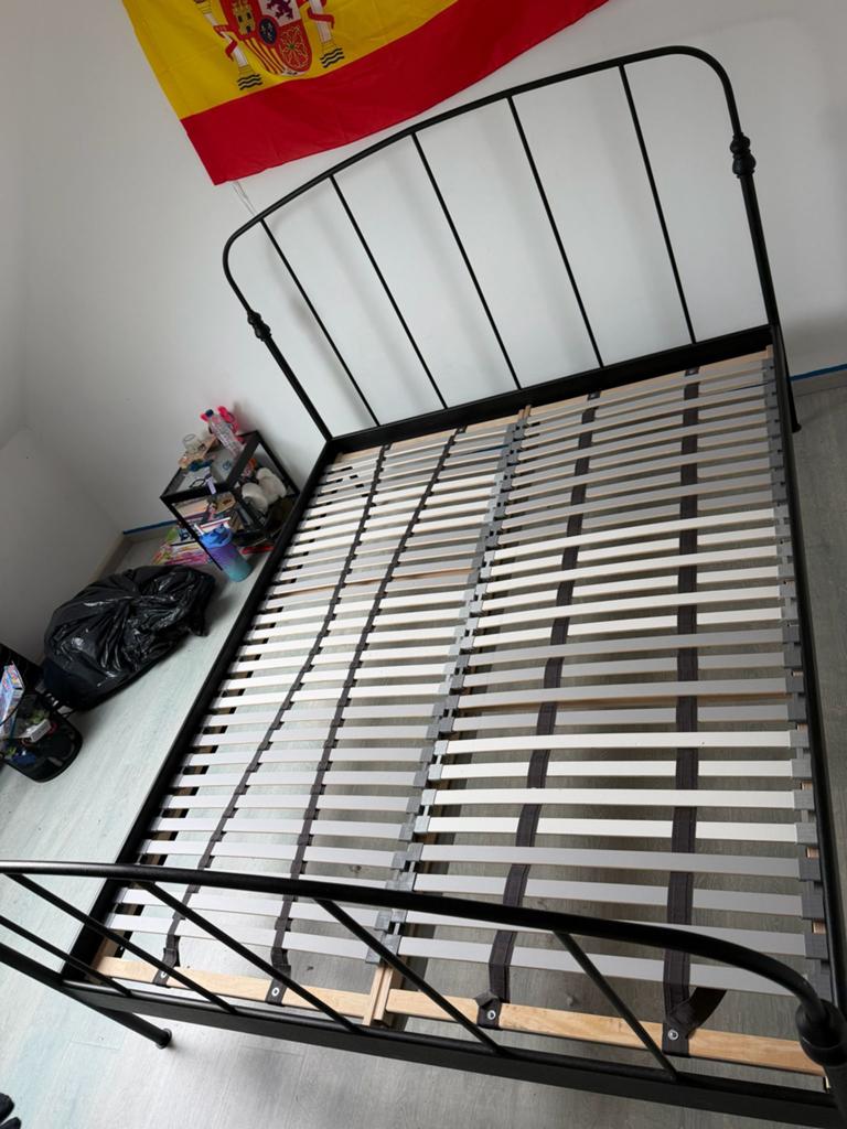 Bed 160x200, Huis en Inrichting, Slaapkamer | Bedden, Ophalen, Zo goed als nieuw, Zwart