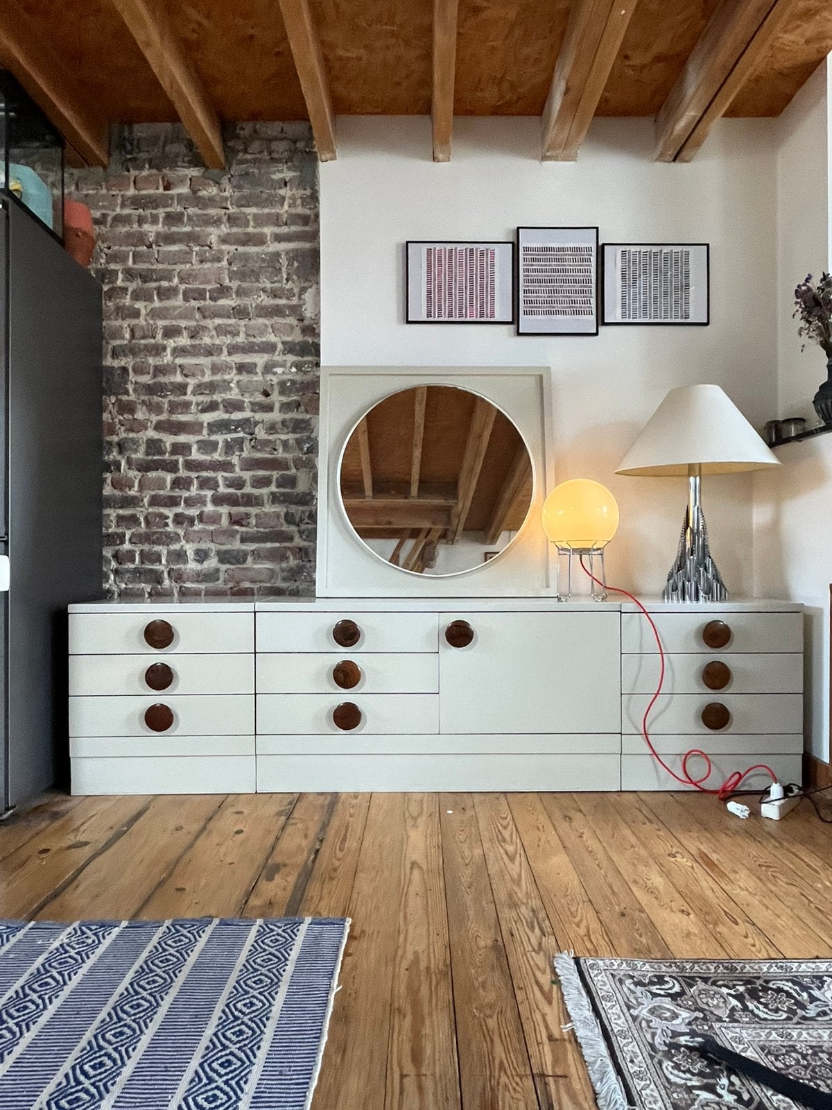 Enfilade modulaire avec miroir, Maison & Meubles, Enlèvement, Utilisé, Crème, Space age
