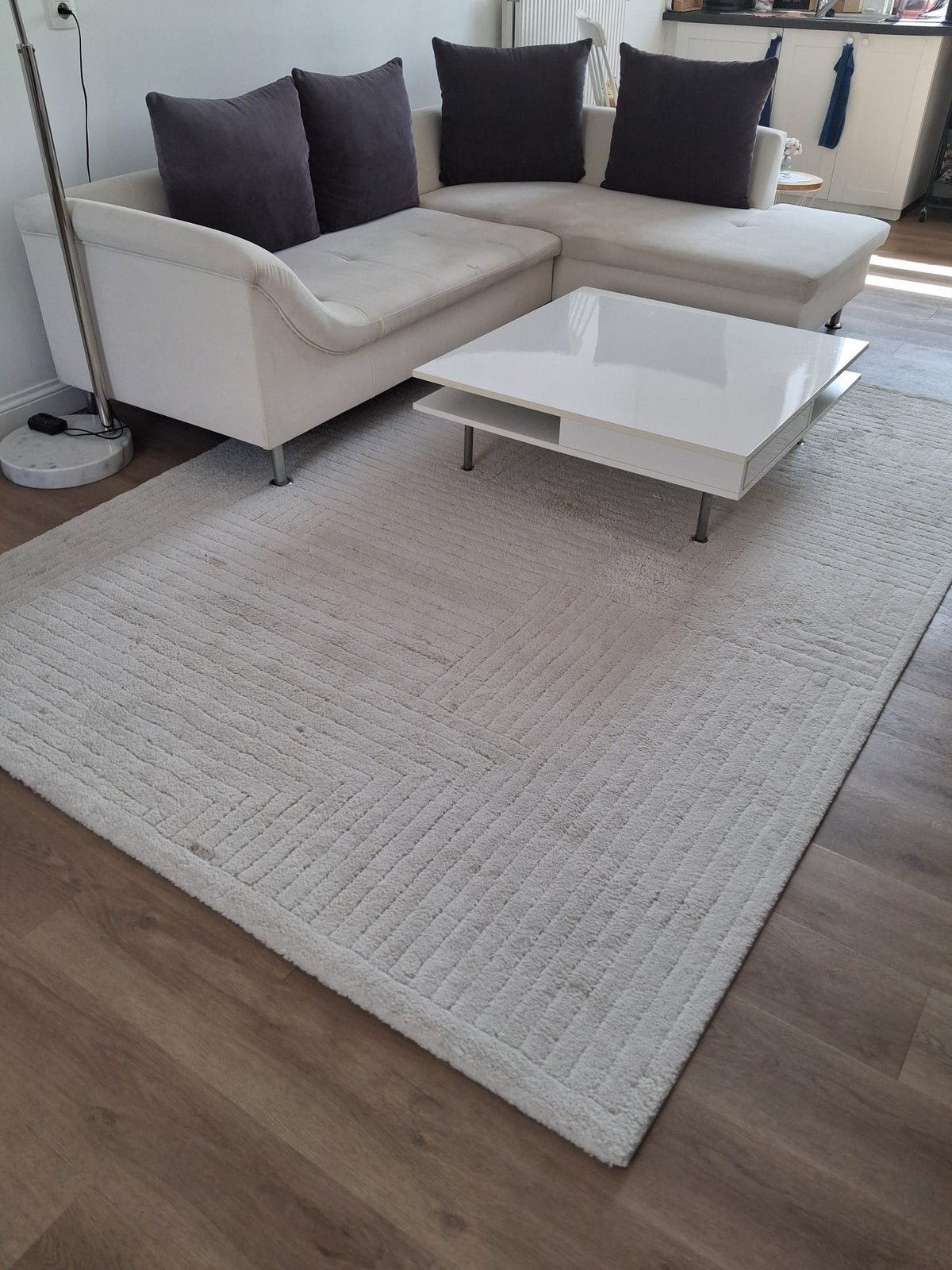 Hoekzetel crème + 4 kussens donkergrijs, Huis en Inrichting, Ophalen, Gebruikt, Metaal, Modern