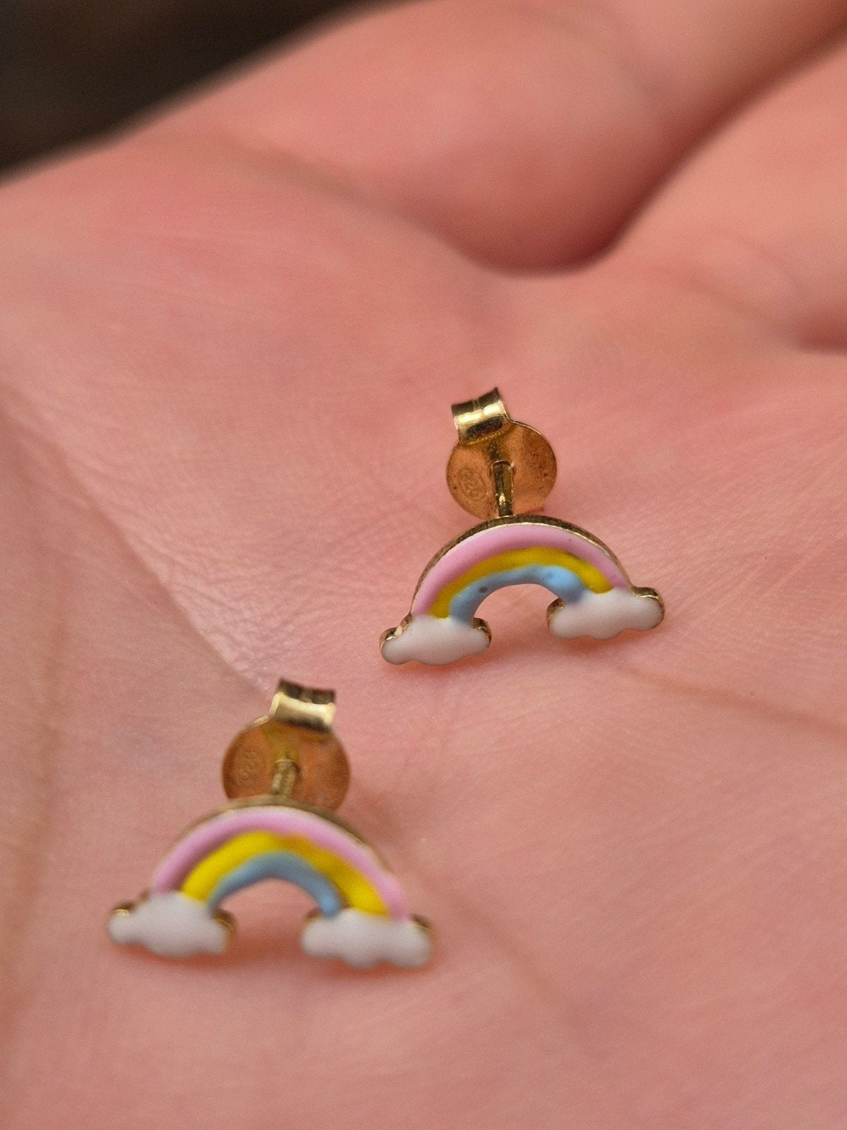 Heel prachtige zilveren vergulde regenboog meisjes oorbellen, Bijoux, Sacs & Beauté, Enlèvement ou Envoi