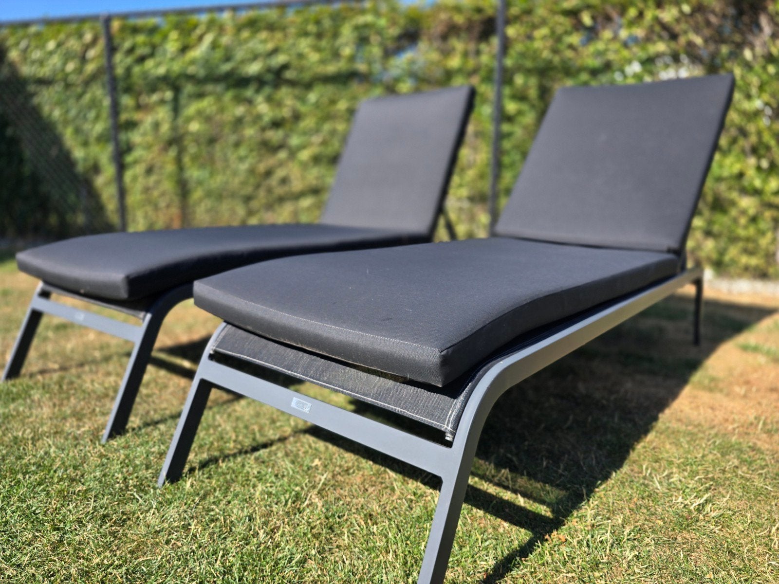 2 aluminium ligstoelen incl kussens merk Bristol, Tuin en Terras, Ophalen, Gebruikt, Aluminium, Verstelbaar