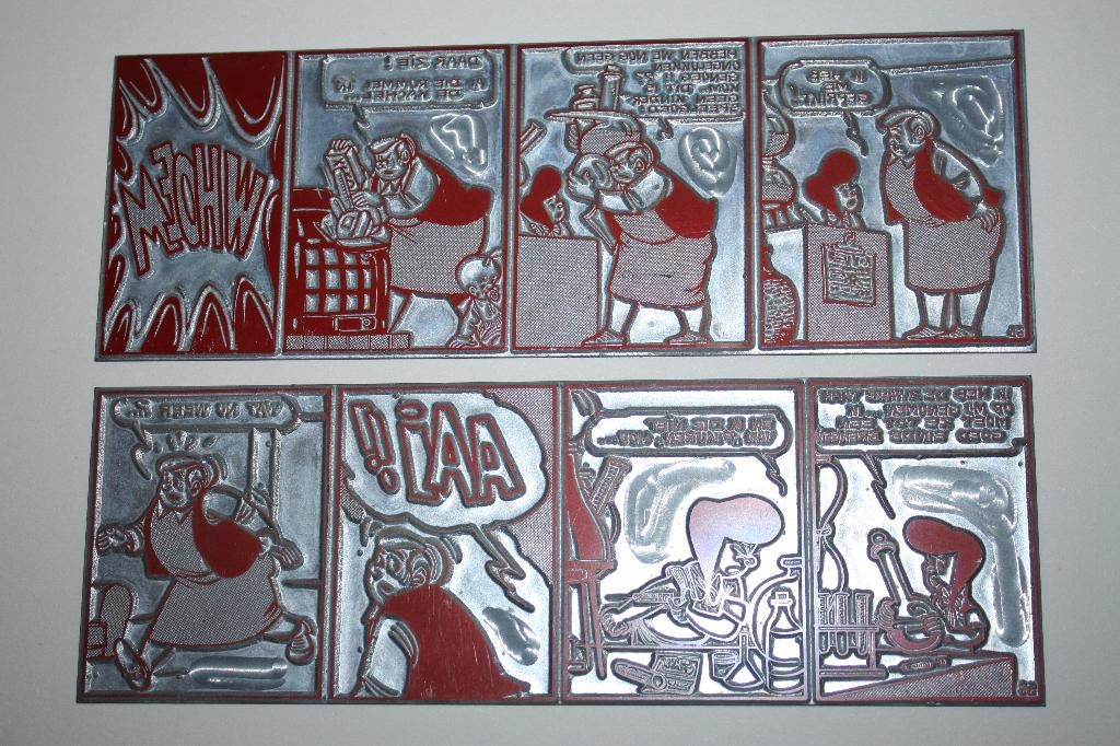 2 zinken drukplaten , Nero , Marc Sleen , (18,5cm x 6,5 cm), Verzamelen, Ophalen of Verzenden, Overige figuren, Zo goed als nieuw