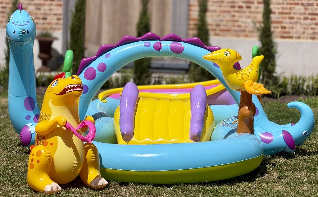 Intex Dinoland Opblaaszwembad met glijbaan, Tuin en Terras, Ophalen, 200 tot 300 cm, Opblaaszwembad, 80 tot 120 cm