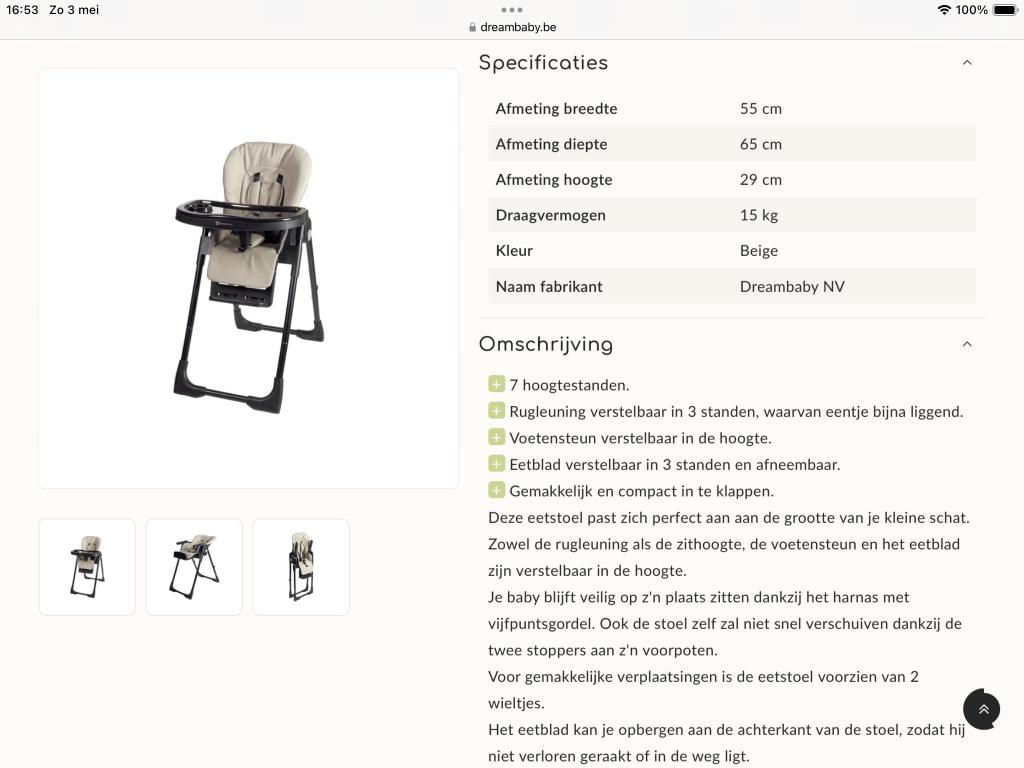 Kinderstoel, Kinderen en Baby's, Kinderstoelen, Ophalen, Zo goed als nieuw, Inklapstoel, Afneembaar eetblad