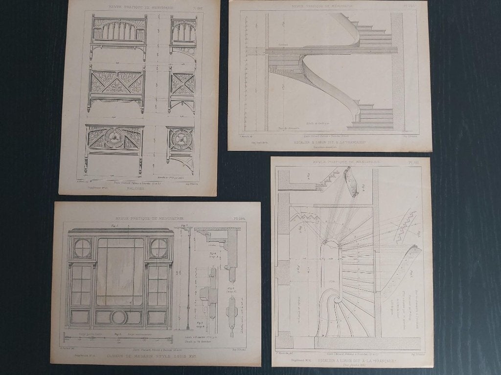 4 prachtige oude architecturale tekeningen jaren '30, Enlèvement ou Envoi