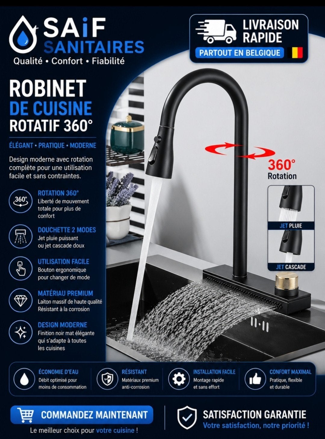 keukenkraan, Doe-het-zelf en Bouw, Sanitair, Nieuw, Chroom, Kraan