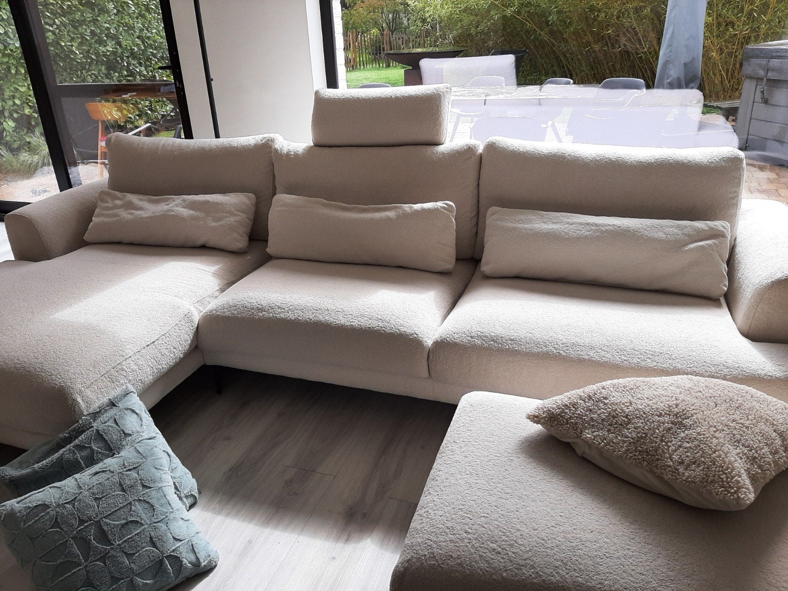 Ansio 3 zit met longchair en poef. Relax en kleine fauteuil., Huis en Inrichting, Ophalen, Gebruikt, Stof, Modern