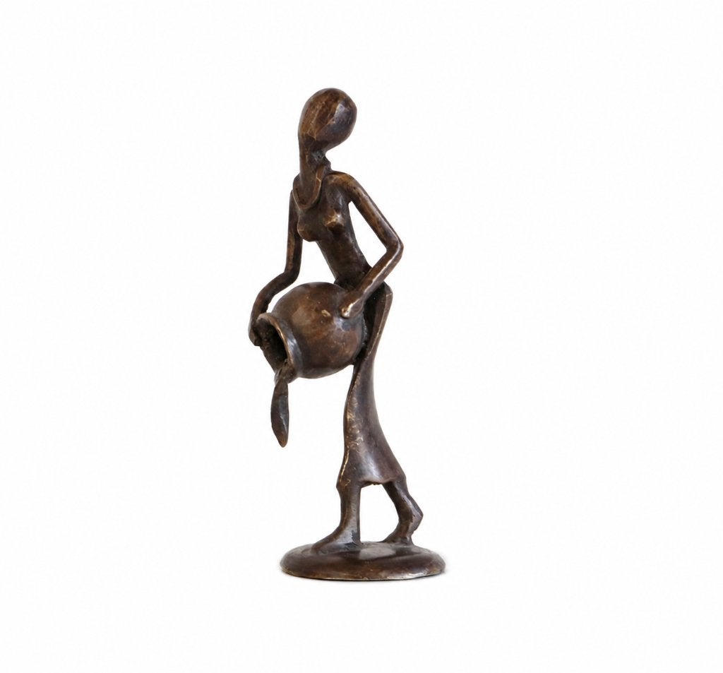 Bronzen beeldje Burkina Faso abstracte Afrikaanse vrouw, Antiek en Kunst, Ophalen of Verzenden