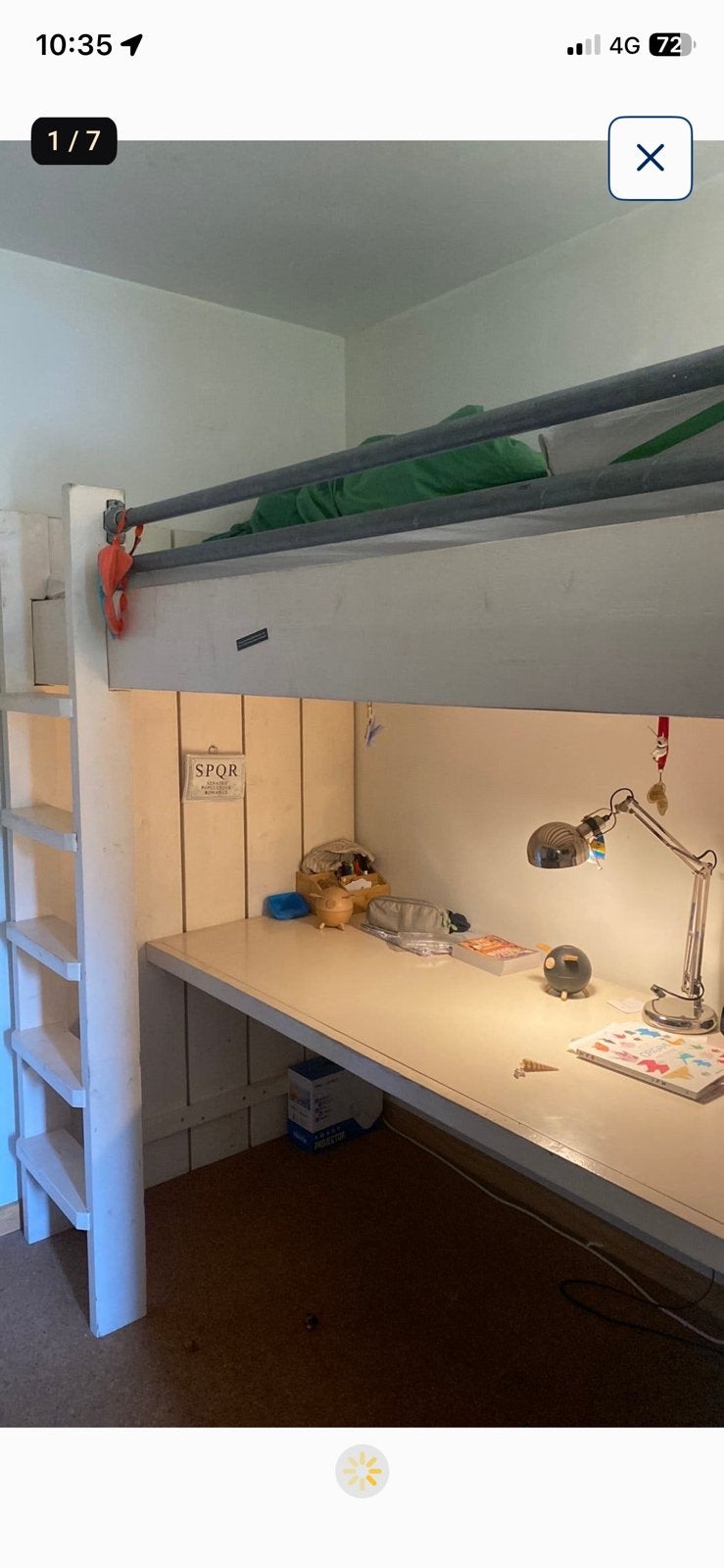 Hoogslaper incl bureau + kledingkast + ladekast vol hout, Ophalen, Gebruikt, Eenpersoons