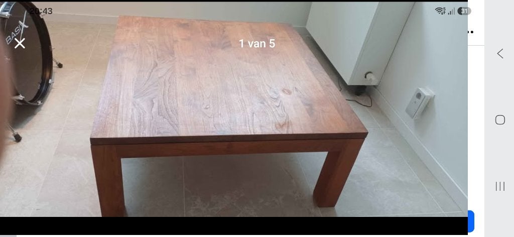 Grote salontafel teak, Huis en Inrichting, Tafels | Salontafels, Ophalen, Gebruikt, 50 tot 100 cm, 50 tot 100 cm