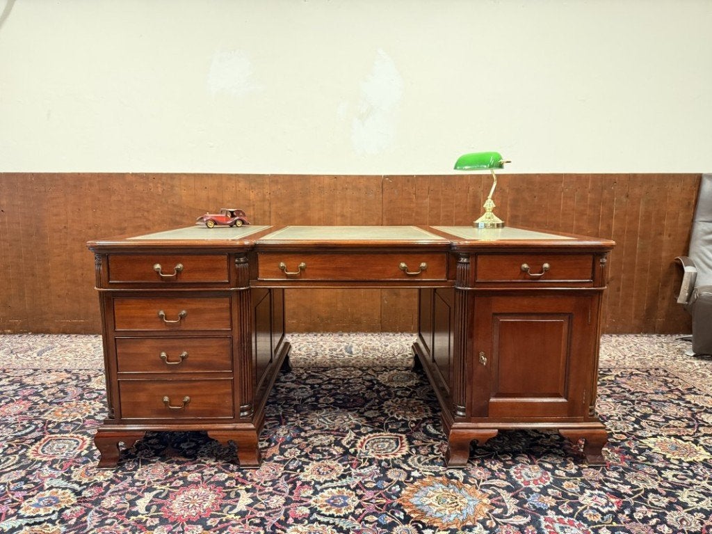 Klassiek Engels Chesterfield Bureau Partnerdesk, Ophalen