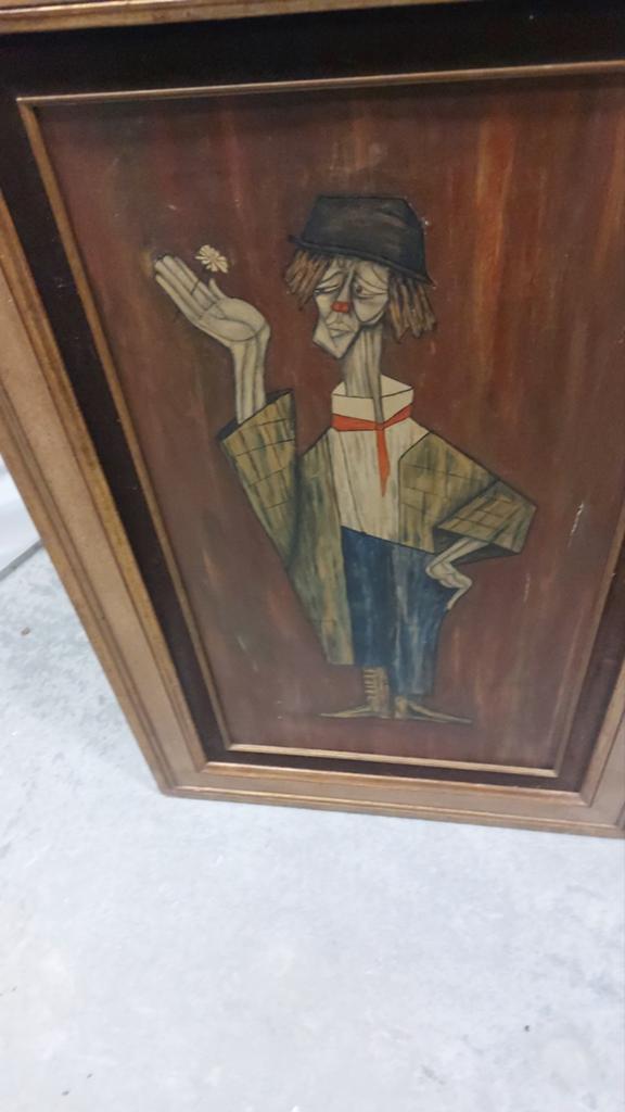 Schilderij van een clown mooie kader, Antiek en Kunst, Ophalen of Verzenden