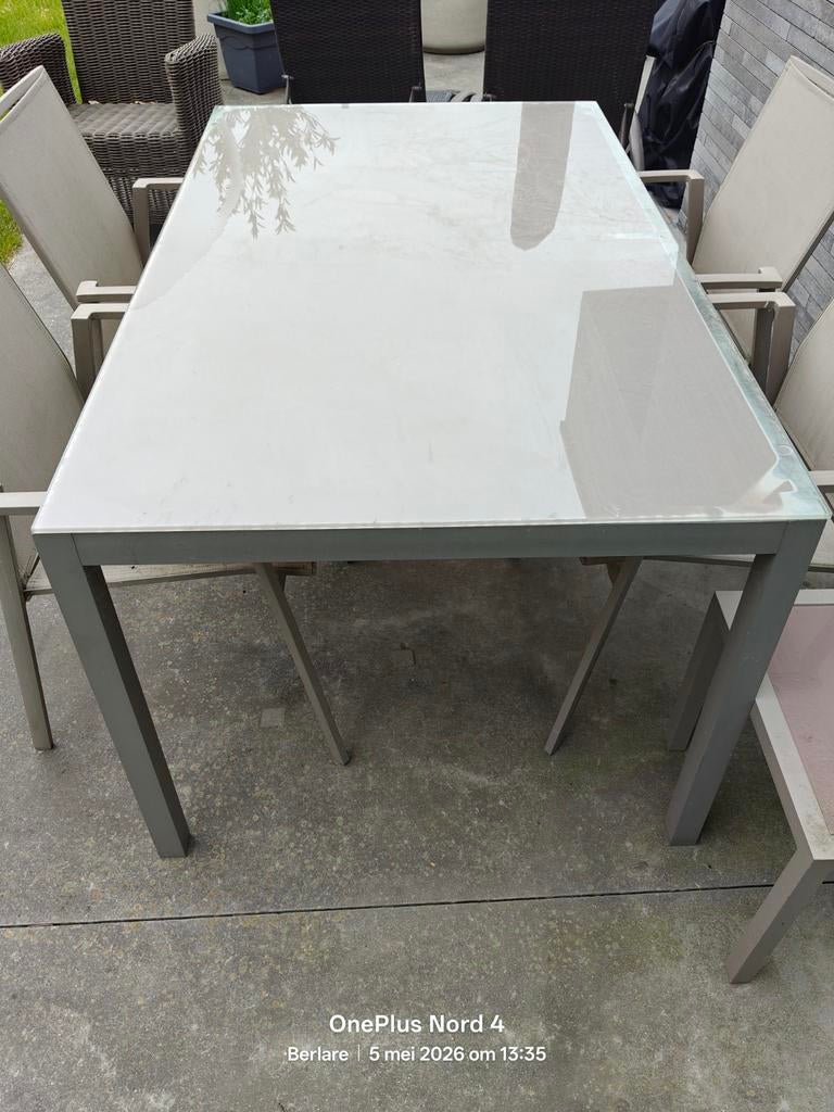Tuintafel, Ophalen, Gebruikt, Rechthoekig, Aluminium