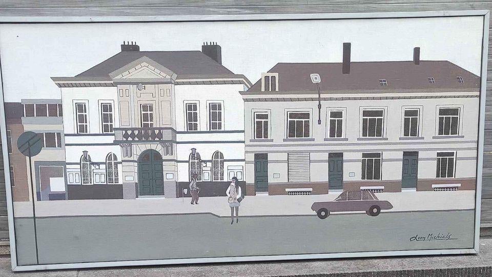 huile sur toile auderghem signe leon michiels, Antiek en Kunst, Kunst | Schilderijen | Klassiek, Ophalen of Verzenden