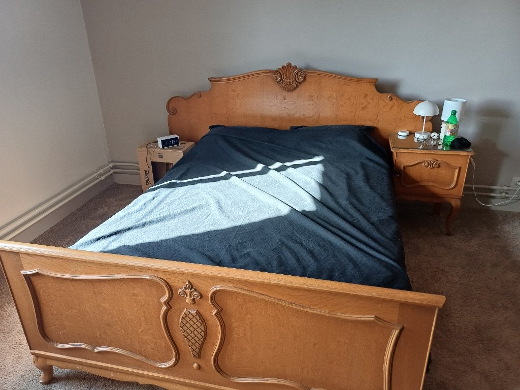 Bed en commode met spiegels, bench 100x70, grasmaaier, Antiek en Kunst, Ophalen