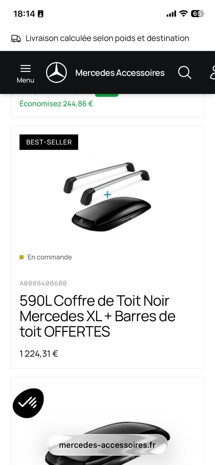 coffre de toit noir et barre de toit mercedes, Enlèvement, Comme neuf
