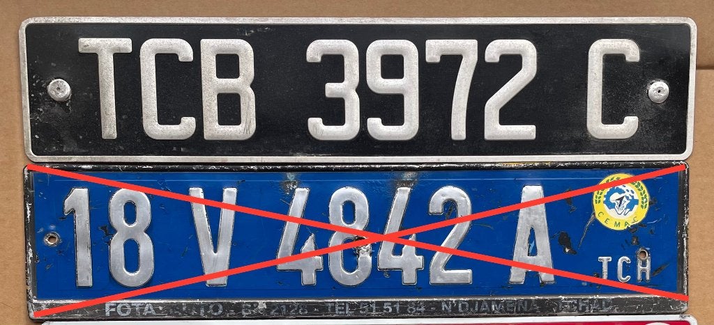 Nummerplaat CHAD TSJAAD plaque d'immatriculation, special, Enlèvement ou Envoi, Utilisé