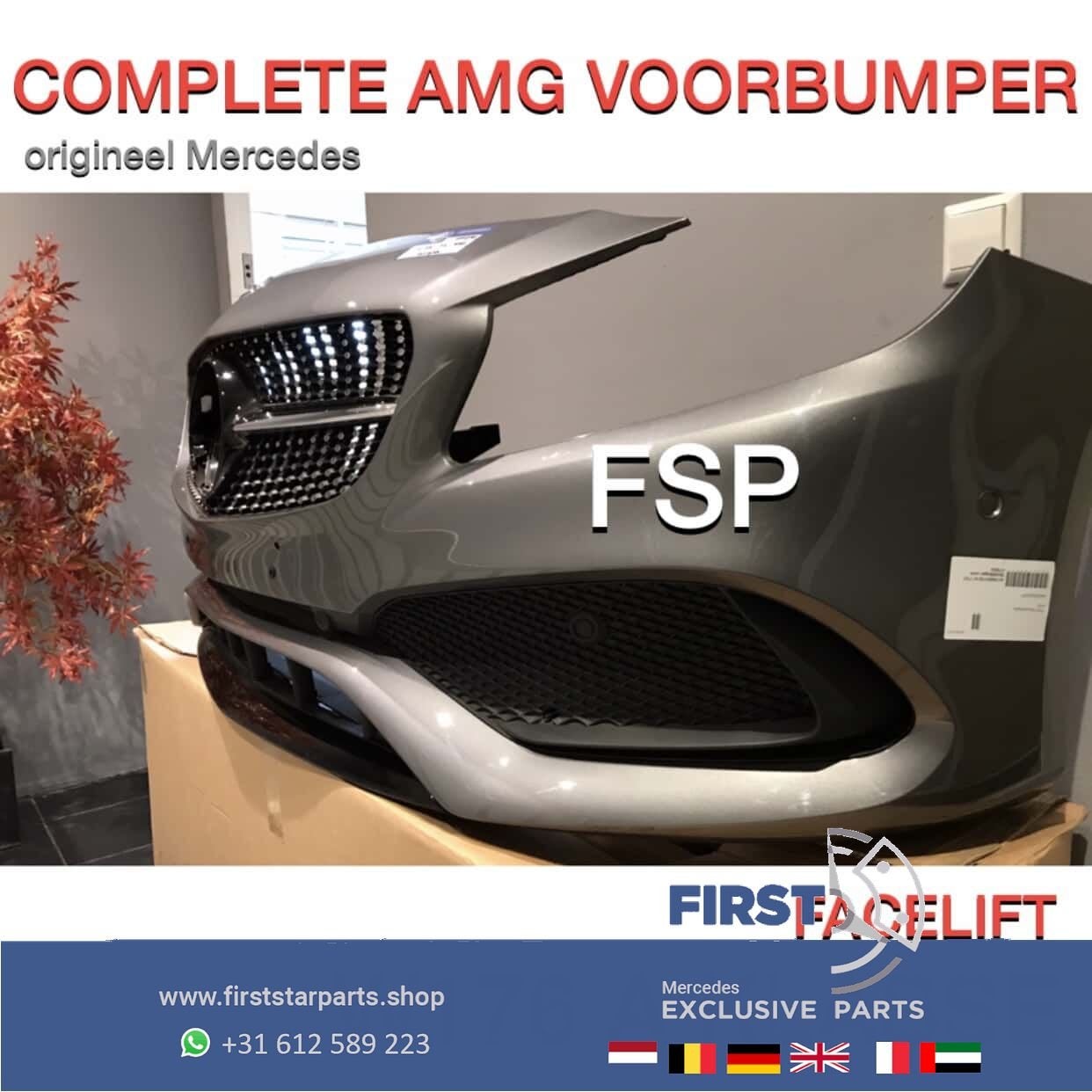 W176 FACELIFT AMG LINE VOORBUMPER Mountain Grey 787 COMPLEET, Gebruikt, -, Voor, Ophalen of Verzenden