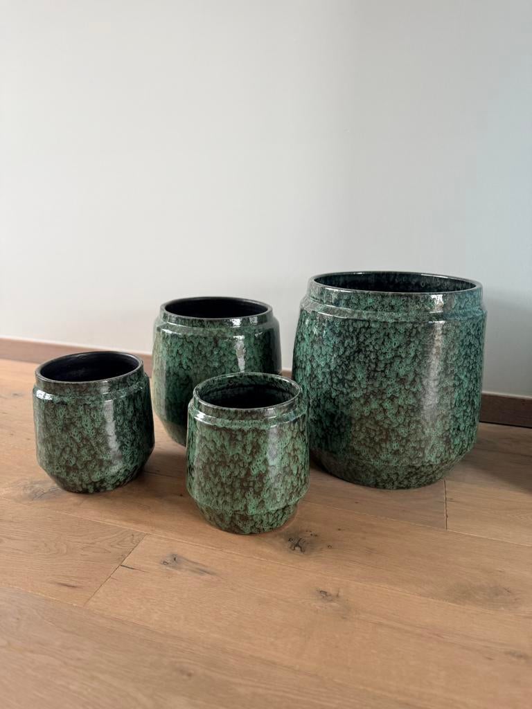 Set keramische bloempotten – handgemaakte (4 stuks), Ophalen, Zo goed als nieuw, Binnen