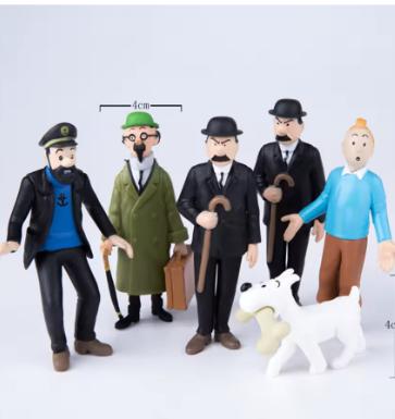 Kuifje figuren set klassiek 6 stuks (4-9cm)