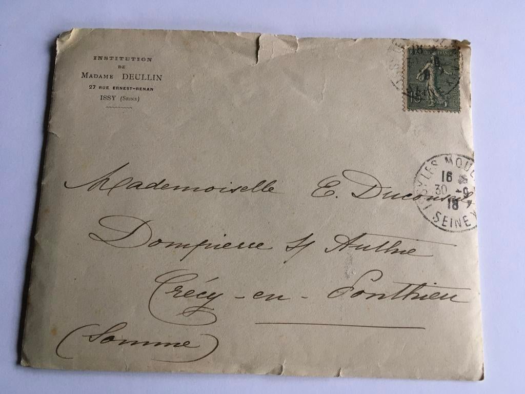 Oude correspondentie uit Frankrijk 1918, Postzegels en Munten, Verzenden, Brief