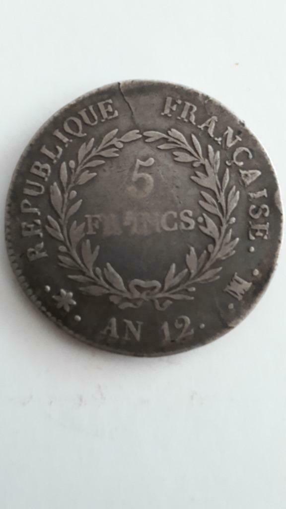 5 Francs France - Napoélon Premier Consul, Ophalen, Frankrijk, Zilver