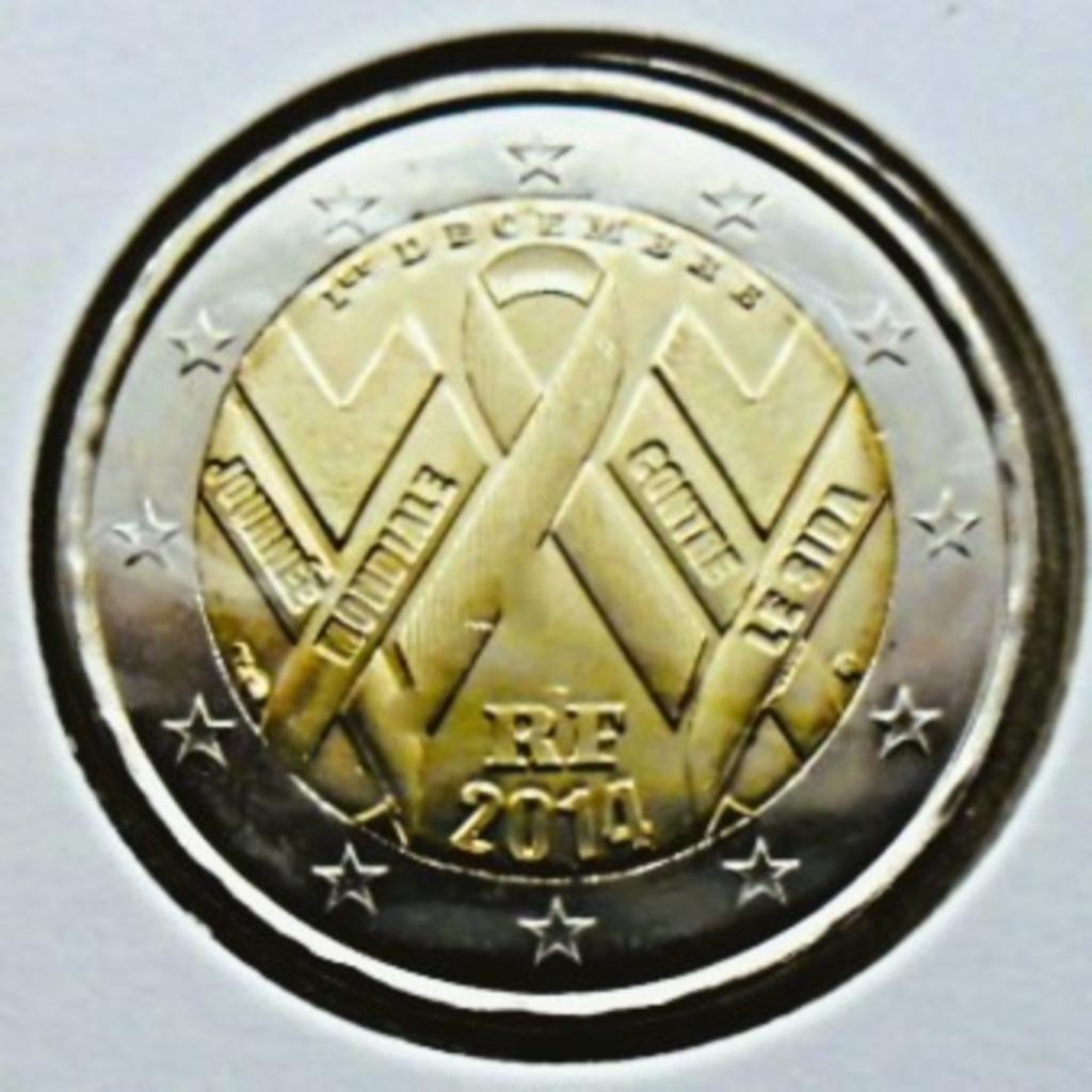 2 euro commémorative France 2014 lutte sida UNC., Envoi, France, 2 euros, Monnaie en vrac