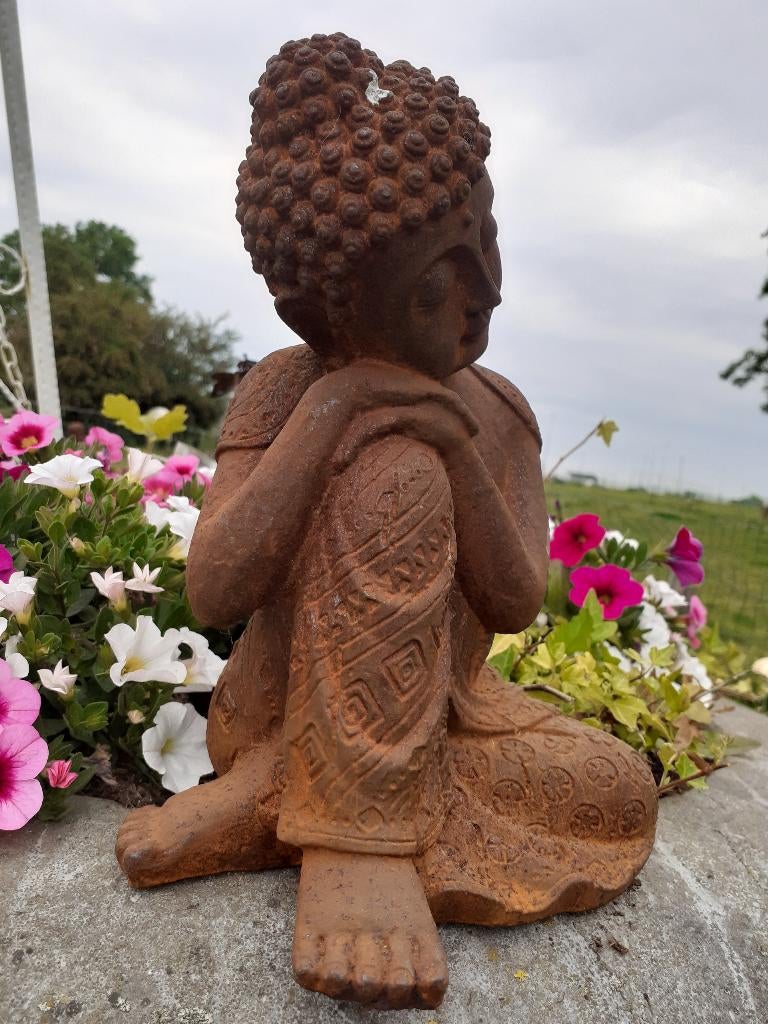 PRACHTIGE GEPATINEERDE GIETIJZEREN BUDDHA, Ophalen of Verzenden, Nieuw, Overige materialen, Boeddhabeeld