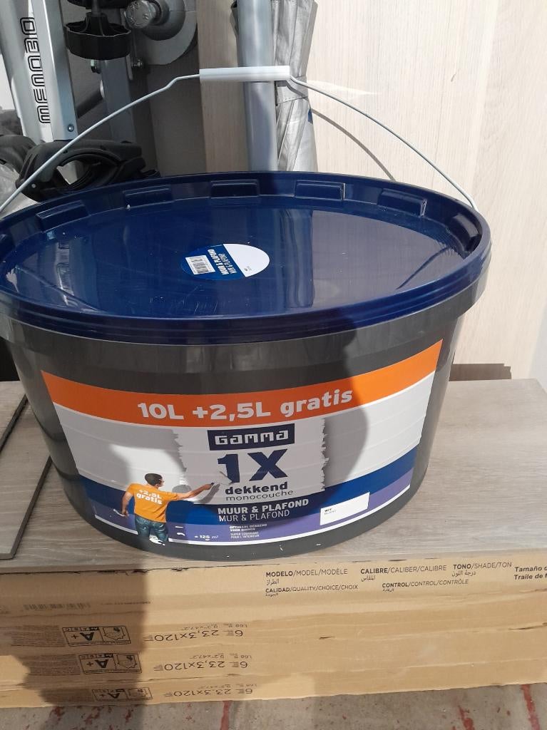 Verf, GAMMA 1x dekkend muur & plafond latex mat wit 12.5l, Ophalen, Wit, Nieuw, Verf