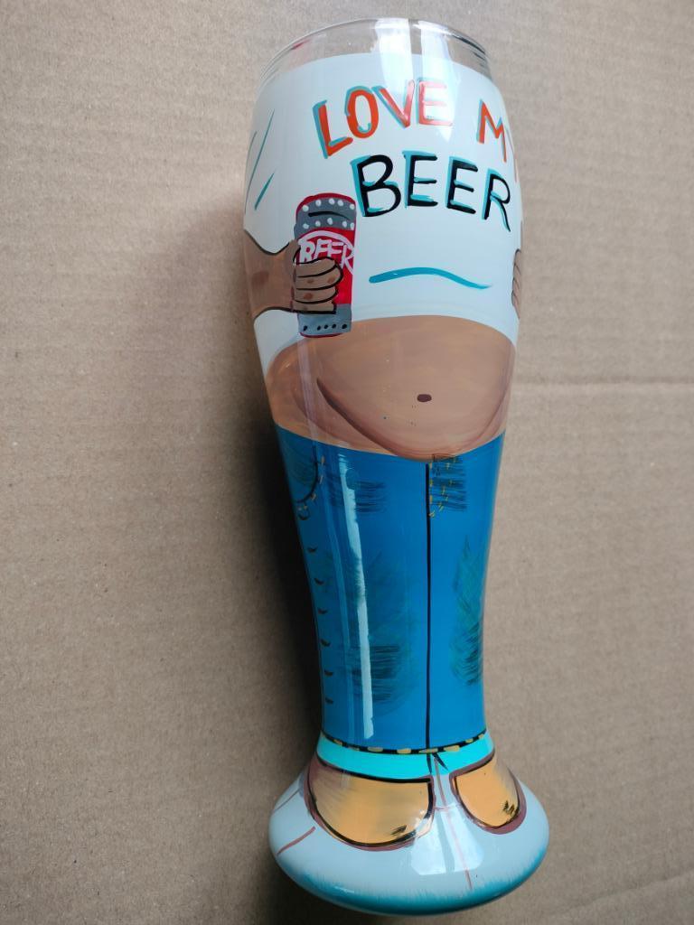🍺 Lolita Beer Belly Love My Beer 650ml verborgen boodschap, Verzamelen, Ophalen of Verzenden, Zo goed als nieuw, Bierglas