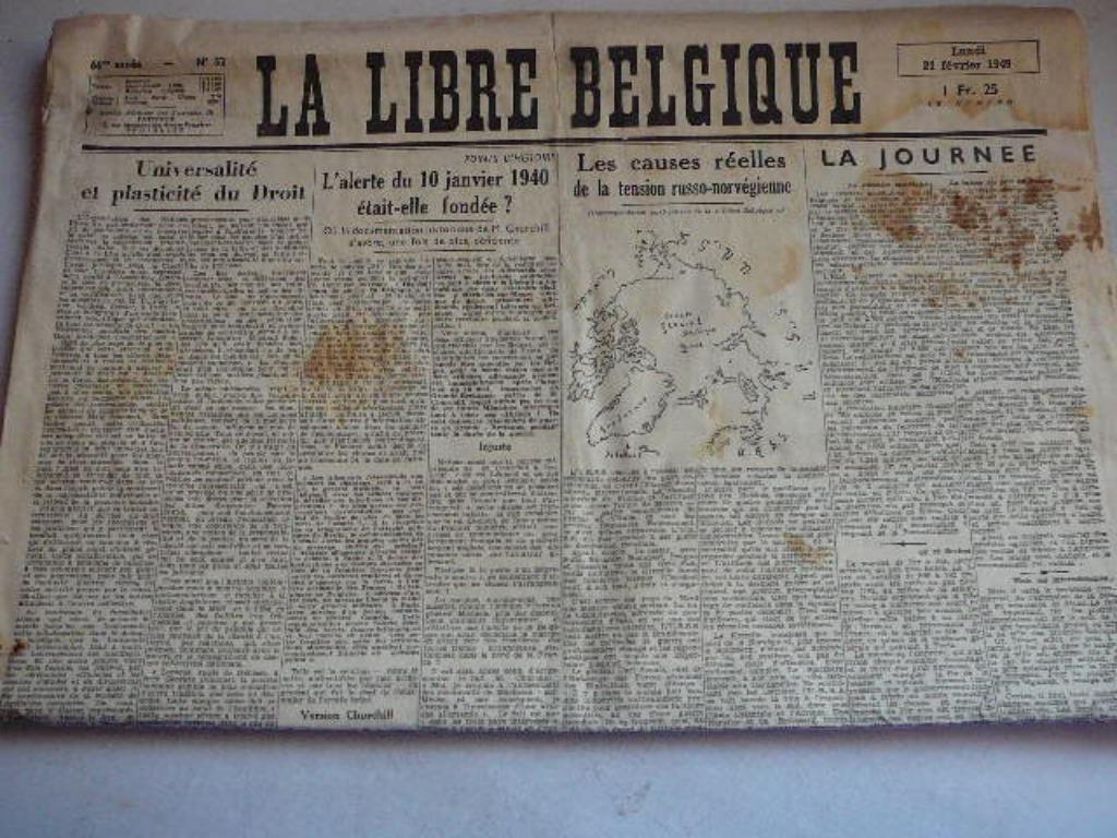 La Libre Belgique lundi 21 février 1949 oude krant, Ophalen of Verzenden, 1920 tot 1940, Krant