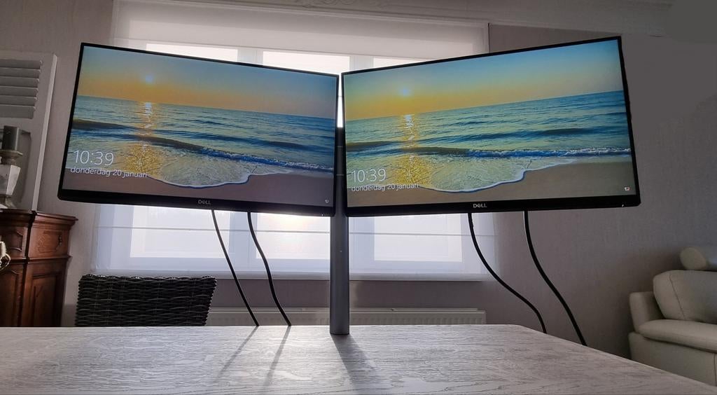 2x Dell monitor inclusief Dataflex office statief, Ophalen of Verzenden