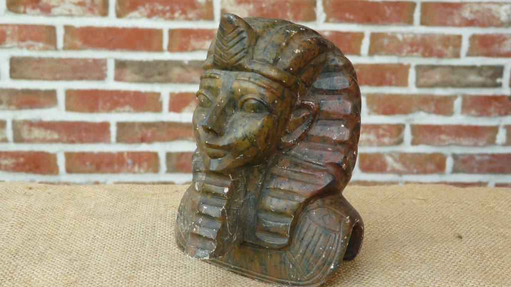 portret van farao in speksteen - H. 16 cm., Enlèvement ou Envoi