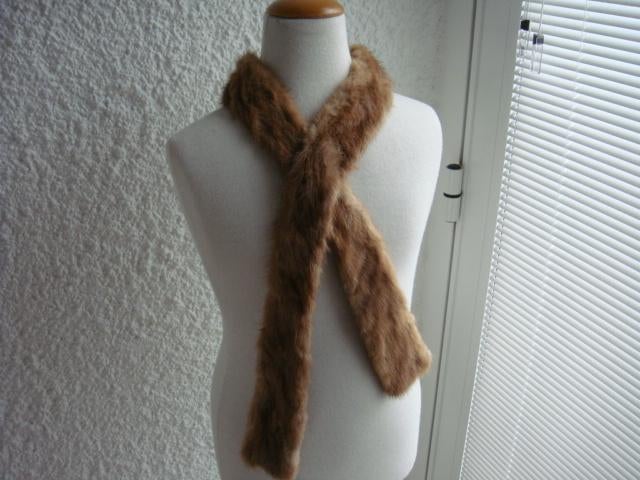 Echarpe de Fourrure. VISON brun clair Vintage., Autre, Envoi, Porté, Écharpe