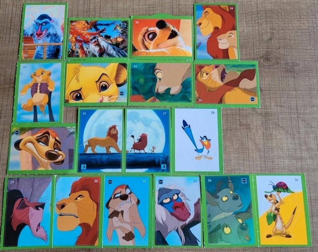 De Leeuwenkoning: 18 stickers, Collections, Disney, Enlèvement ou Envoi, Le Roi Lion ou Le Livre de la Jungle, Comme neuf, Image ou Affiche